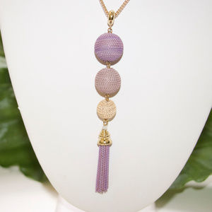 NECKLACE - PENDANT 3 small balls Purple